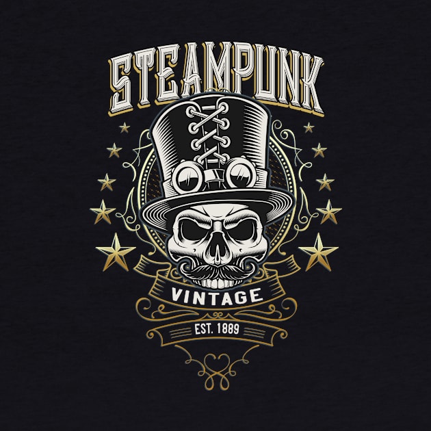 Steampunk Vintage Skull by Foxxy Merch